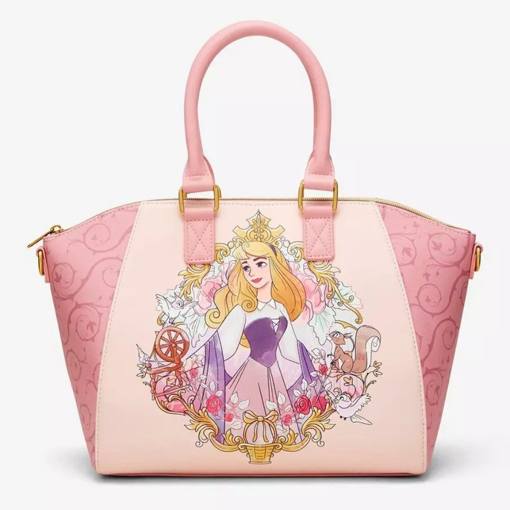 Loungefly Disney Sleeping Beauty Satchel Princess Icon Frame Purse Handbag New